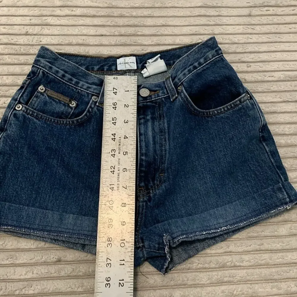 Vintage Calvin Klein CK Jean Shorts Size 4 Dark Wash Easy Fit High Rise Denim - Picture 10 of 10